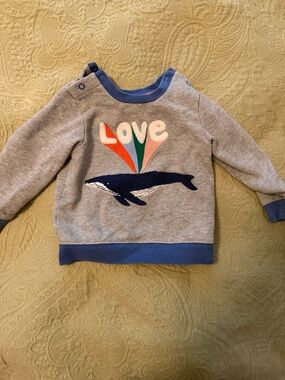 Baby Boden Whale 'Love' Pullover Sweatshirt